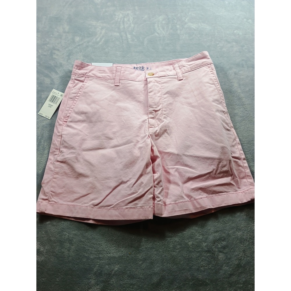 IZOD Mens Saltwater Dockside Shorts Pink 30W Stretch‎ Chino